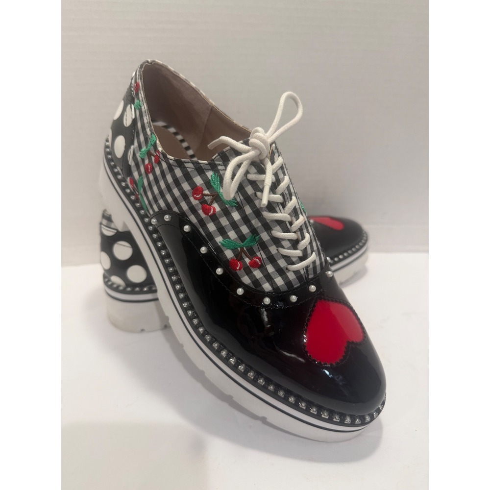 Betsey Johnson Abbott Loafers Chunky Artsy Rockabilly Funky Cherry Size 7.5